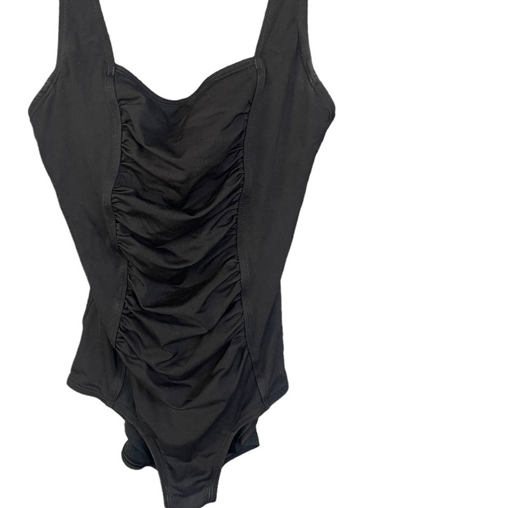 Speedo‎ Endurance + Swimsuit Womens Size 8 Black Rouched One Piece